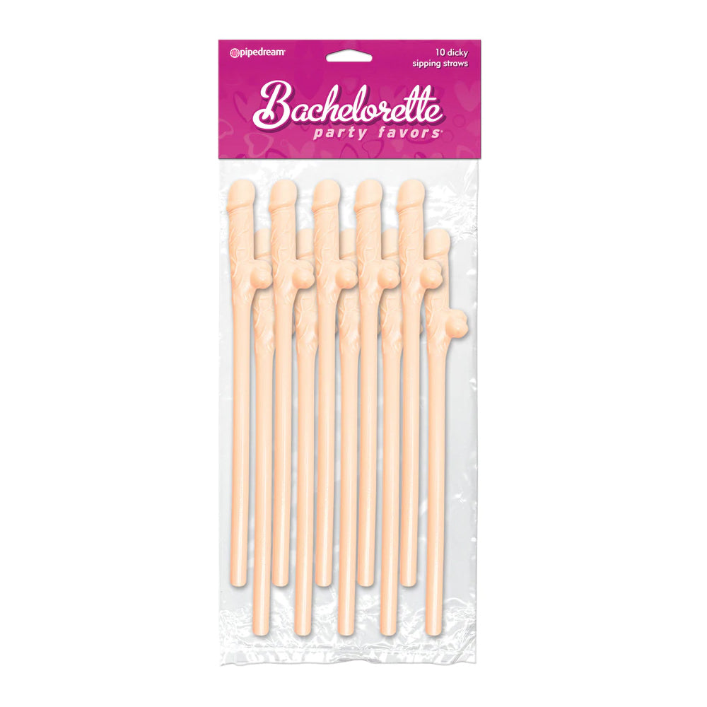 Bachelorette Party Favors Dicky Sipping Straws Flesh 10 pc.