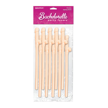 Bachelorette Party Favors Dicky Sipping Straws Flesh 10 pc.
