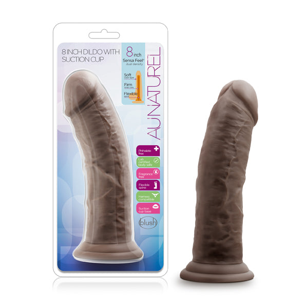 Au Naturel 8  Dildo With Suction Cup Chocolate